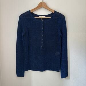 Maje Myrtille Metallic Henley Lurex Jumper Sweater Sz Small